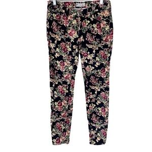 FREE PEOPLE Floral Corduroy Jeans - Black and Red, Size: 27 (4), EUC (PM-33)